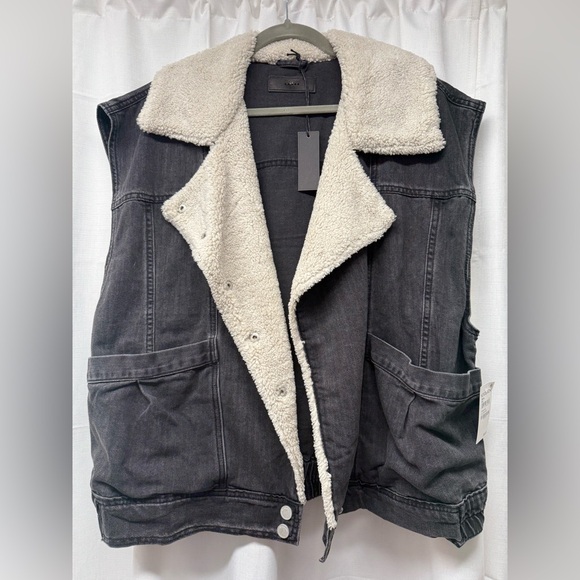 Nordstrom Jackets & Blazers - Blank NYC Sherpa Lined Denim Vest Black Sleeveless Jacket NWT Size S